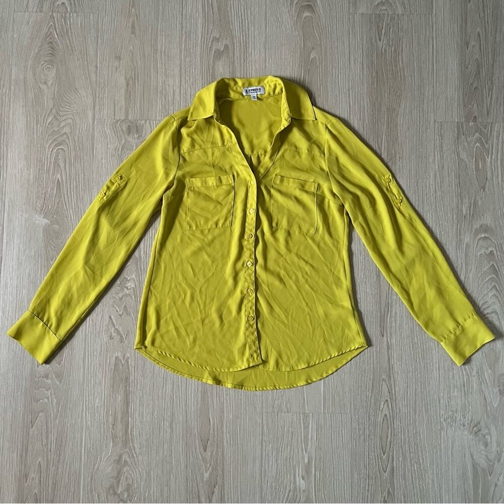 Express chiffon long sleeve button down blouse